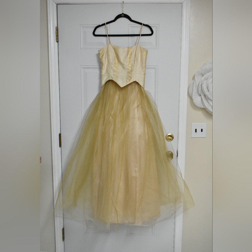 GUNNE SAX Vintage Gold Corsette Dress Size 5/6